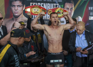 Ludwigsburg: MHP-Arena Boxen, Wiegen vor dem Boxkampf, Feigenbutz und Liebenberg