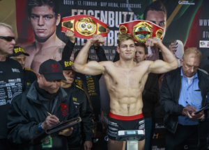 Ludwigsburg: MHP-Arena Boxen, Wiegen vor dem Boxkampf, Feigenbutz und Liebenberg