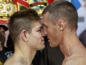 Ludwigsburg: MHP-Arena Boxen, Wiegen vor dem Boxkampf, Feigenbutz und Liebenberg