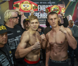 Ludwigsburg: MHP-Arena Boxen, Wiegen vor dem Boxkampf, Feigenbutz und Liebenberg